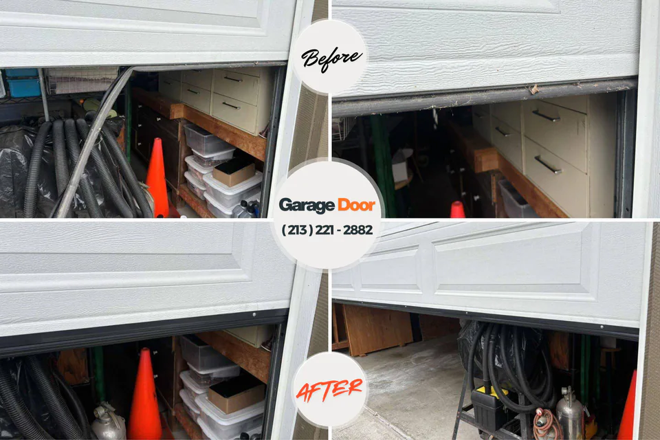 Before and after: garage door repair Lockport Heights, LA